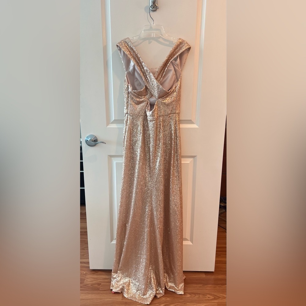 DESSY COLLECTION ELLE SEQUIN DRESS IN ROSE GOLD Size 10 NWT - Picture 8 of 16